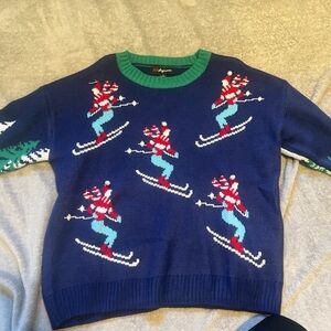 Large blue and green Christmas sweater